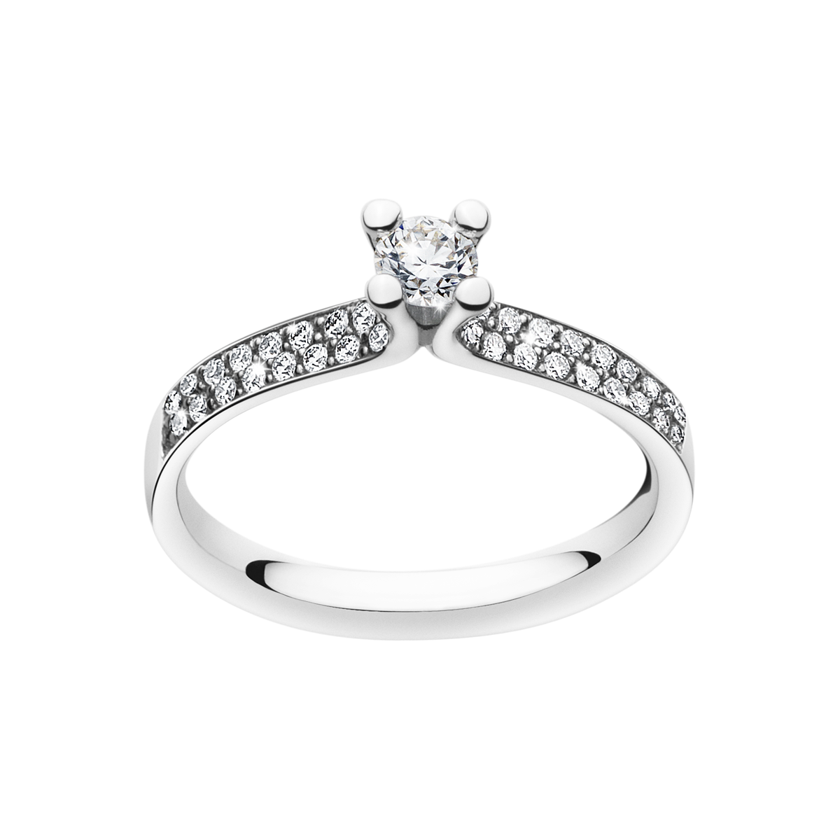 Magic Ring – Solitaire 0,40 Carat i Platina med Sidostenar